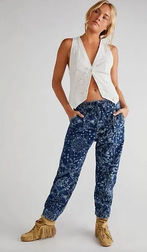 Free People We the Free Mixed Up Utility Jeans thumbnail 1