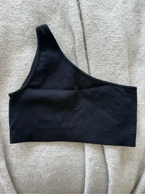 SET Active Size Small Sculptflex One-Shoulder Black Ribbed Bralette thumbnail 4