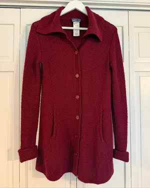 Patagonia 100% merino wool burgundy sweater jacket size small thumbnail 2