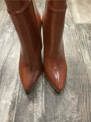Nasty Gal Croc-Embossed Knee Boots - Chestnut Brown Size 6 thumbnail 8