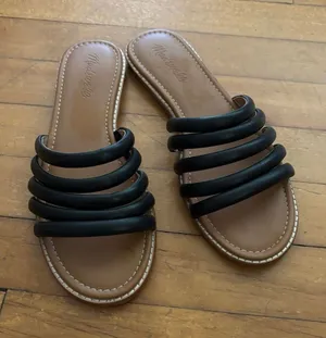 Madewell Size 8 Addie Leather Slide Sandals Black thumbnail 1