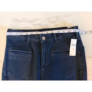 Pilcro‎ Anthropologie High-Rise Flare Jeans Dark Indigo Patch Pocket Size 27 NEW thumbnail 12