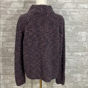 Madewell Pointelle Mockneck Chunky Knit Sweater in Heathered Eggplant thumbnail 5