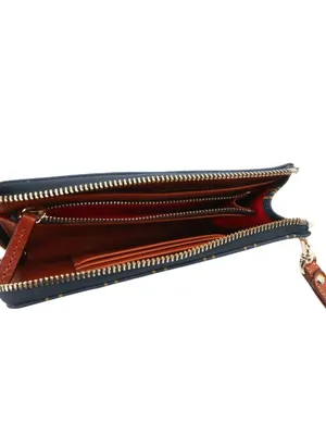 Dooney & Bourke Gretta Folded Zip Wristlet Wallet Signature Monogram Print Navy thumbnail 9