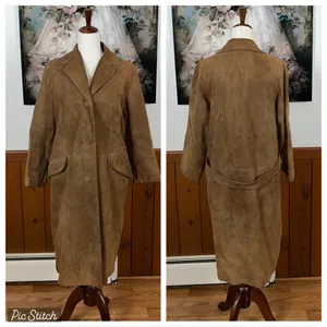 Nice Vintage 90s Stuart’s Tan Suede Trench Coat! thumbnail 2