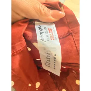 Nasty Gal Rust Red Polka Dot Puff Sleeve Square Neck Crop Top Size S NEW thumbnail 7