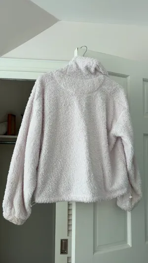 Free People pink fuzzy quarter zip sweatshirt size xs thumbnail 4
