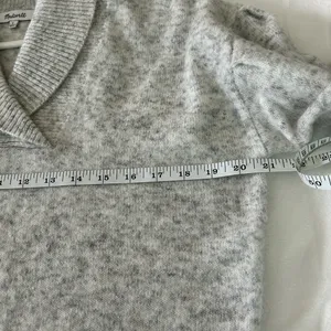 Madewell Shawl Collar Wool Sweater Grey Marled Knit Pullover Puff Sleeve. Size S thumbnail 9