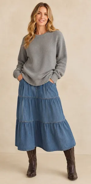 Old Navy Gray Cotton Knit Crewneck Sweater Women's XL Long Sleeve thumbnail 1