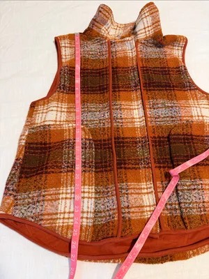 Free People Wrapped Up Blanket Vest Orange Plaid Wool Blend S thumbnail 14