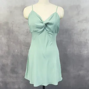 Abercrombie Fitch Mini Dress Women Large Sage Twist Front Flowy Soft Girl Ballet thumbnail 12