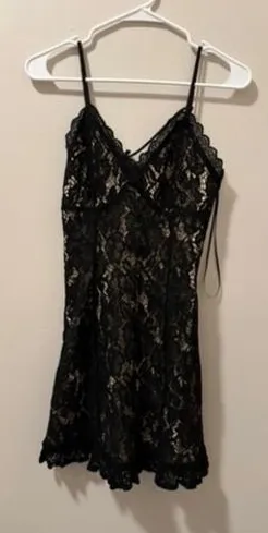Selfie Leslie Black Lace Slip Dress Mini Cami Strappy Back thumbnail 1