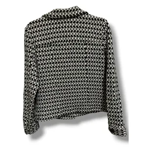 Chico's Black White Geometric Textured Knit Blazer Jacket Size‎ 1 Medium 8 thumbnail 3