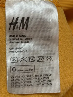 H&M Women’s Long Sleeve Ribbed Crop Top Yellow Size Small thumbnail 5