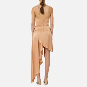Elliatt E8062201‎ Lambent Asymmetric Halter Dress Sz M Camel Beige thumbnail 2