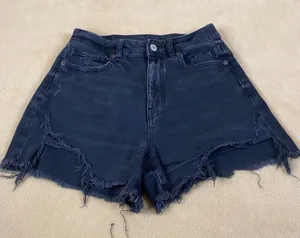 American Eagle Distressed Denim Shorts Womens 2 Black Frayed High Rise‎ Jean EUC thumbnail 1