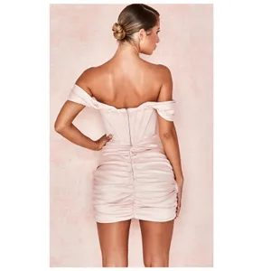 NEW House of CB Coraline Blush Satin Corset Dress Size Medium thumbnail 8