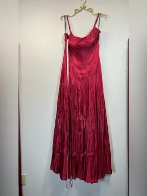 Lulu’s Berry Red Organza Pleated Drop Waist Maxi Dress XL thumbnail 5