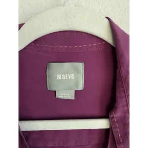 Maeve Anthropologie Silk Blouse Women's Large Magenta Cut Out Long Sleeve Career thumbnail 5