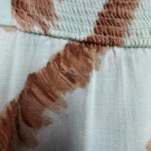 Moon‎ River Brown White Brushstroke Linen Blend Midi Dress Tie Strap Cutout Med thumbnail 7