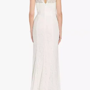 Adrianna Papell V-Neck Long Bridal Dress NWT Size 2 Coquette Bow Lace thumbnail 2
