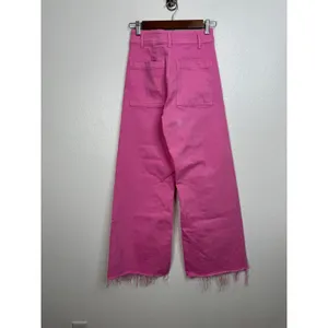 Zara Pink High Waisted Wide Leg Jeans Raw Hem Size‎ 2 Denim Pants thumbnail 2