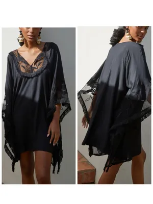 Embroidered Kimono Style Dress/ Cover-Up, Size XS/S thumbnail 2