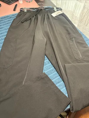 Black Elastic-Waist Scrub Pants Sz M NWT thumbnail 1