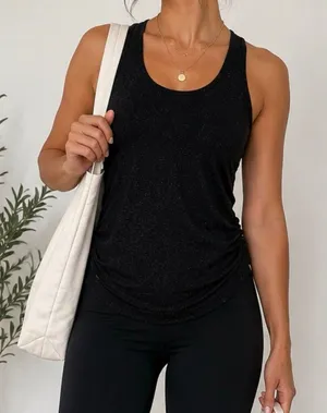 Athleta XS Black Racerback Athletic Tank Top Ruched Yoga Workout Activewear thumbnail 1