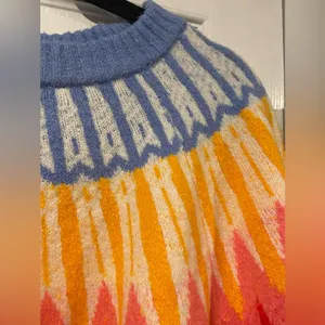 NWT French Connection Colorful Cream Fair Isle Knit Sweater Crew Neck Size XL thumbnail 6