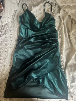 Total Style Stunner Velvet Mini Dress in Dark Teal thumbnail 3