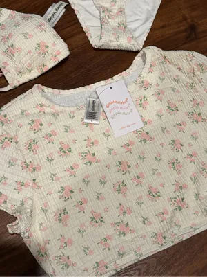 Dippin' Daisy's White Floral Smocked Set with Pink Roses thumbnail 2
