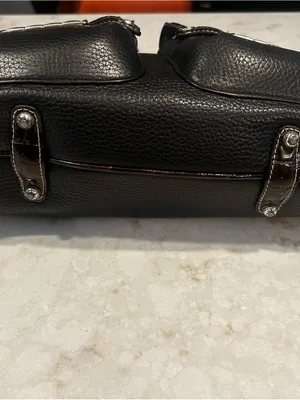 Vintage Brighton Black & Brown Leather Shoulder Bag Embossed Y2K thumbnail 7