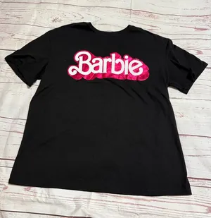 Mattel Black Tee with Pink Barbie Logo thumbnail 1