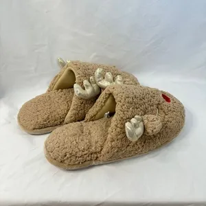 Deer Design Slipper Unisex Comfy Size‎ 7/8 Brown thumbnail 3
