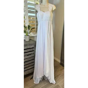Abaowedding Sleeveless White Lace Wedding Gown BOHO Empire Waist Size 8 thumbnail 2