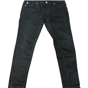 MEK‎ Denim Y2K Jeans Black Charcoal Straight Leg Embroidered Flap Pocket Size 30 thumbnail 1