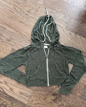 Out From Under Women's Olive Green Hooded Zip Sweater thumbnail 1