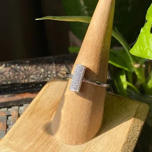 Micro Pave Cubic Zirconia Sterling Silver Ring Silver thumbnail 3