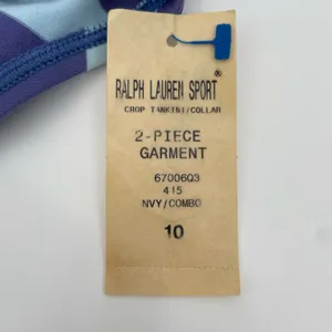 Ralph Lauren Sport Blue Aqua Y2K Wide Stripe Bikini Bottoms Coastal Pool Size 10 thumbnail 6