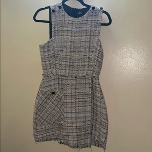 Zara Romper Jumpsuit Tweed Multicolor Women's Size Xs Sleeveless Blogger thumbnail 5