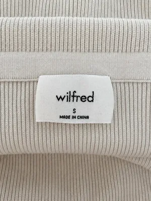 Wilfred Aritzia White Ribbed Fold-Over Off Shoulder Top thumbnail 3
