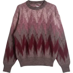 Vintage Madrigal Women Large Pink Burgundy Geometric Chevron Wool Blend Sweater thumbnail 1