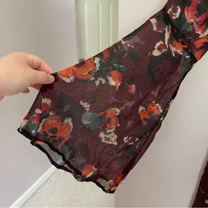 Abercrombie Burgundy Bell Sleeve Sheer Mini Dress thumbnail 8