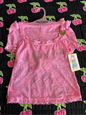 NWT Juicy Couture Rhinestone Pink Butterfly Lace Cami and Short Set thumbnail 2