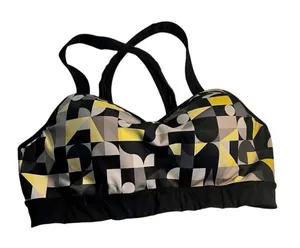 Brooks Uprise Crossback Sports Bra Print is Overcast Deco Size M 34AB-36A thumbnail 1