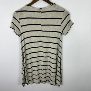Show Me Your Mumu Tunic Top Womens XS Oatmeal Navy Blue Striped Short Sleeve thumbnail 6