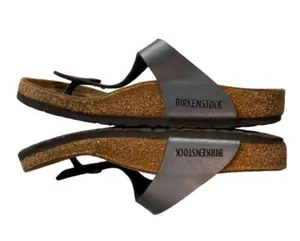 Birkenstock Gizeh Unisex Leather Sandal Icy Metallic Azure Blue EU 38 US W 7/7.5 thumbnail 3