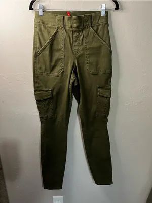 Spanx Stretch Twill Shaping Sage Green Utility Cargo Ankle Pants thumbnail 2