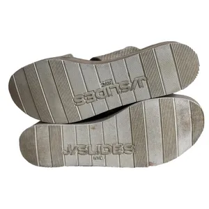 J/Slides NYC Womens 8.5 Taupe Snakeskin Embossed Leather Platform‎ Slide Sandals thumbnail 9